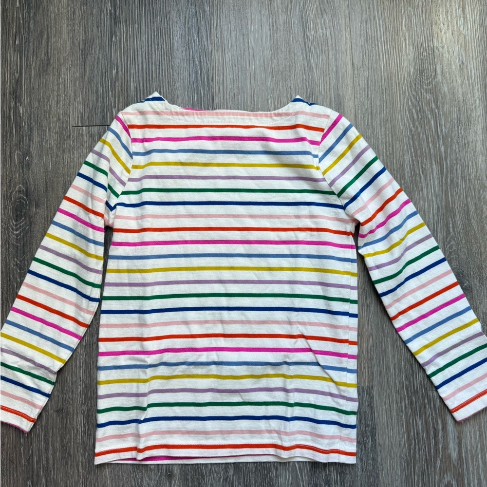 EUC Mini Boden Rainbow Striped Breton Long Sleeve Tee
